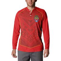 Custom Mate Ma'a Tonga Rugby Button Sweatshirt Ngatu Tribal Motifs Sporty Style - Polynesian Pride