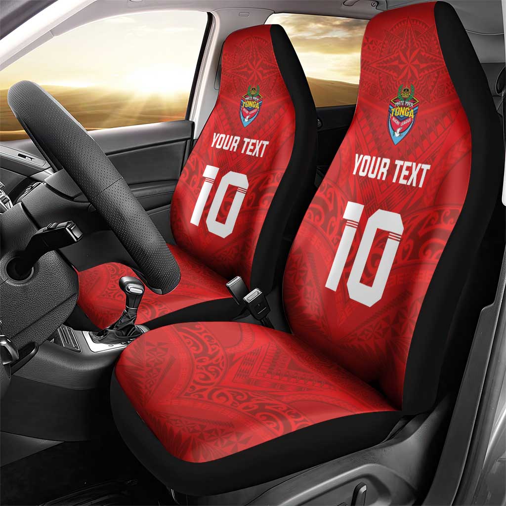 Custom Mate Ma'a Tonga Rugby Car Seat Cover Ngatu Tribal Motifs Sporty Style - Polynesian Pride