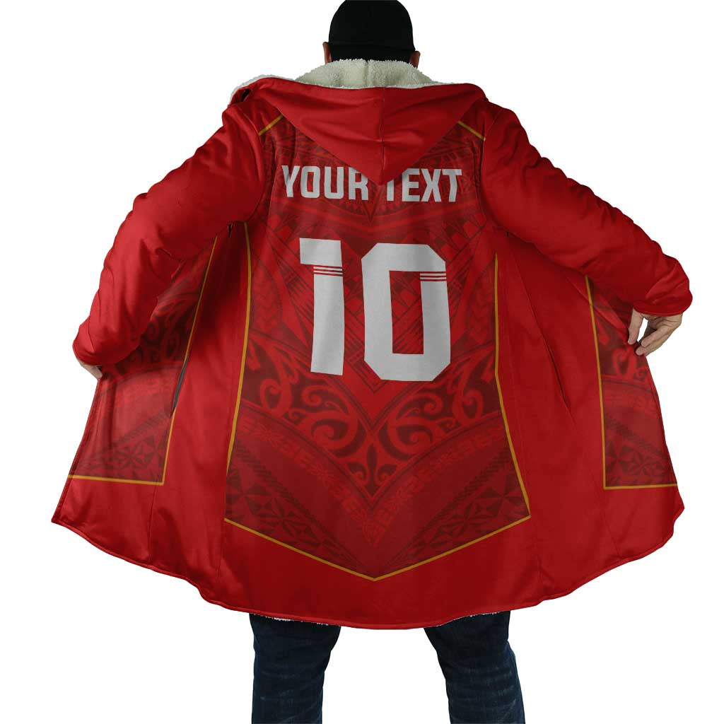 Custom Mate Ma'a Tonga Rugby Cloak Ngatu Tribal Motifs Sporty Style - Polynesian Pride