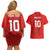 Custom Mate Ma'a Tonga Rugby Couples Matching Off Shoulder Short Dress and Hawaiian Shirt Ngatu Tribal Motifs Sporty Style - Polynesian Pride