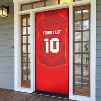 Custom Mate Ma'a Tonga Rugby Door Cover Ngatu Tribal Motifs Sporty Style - Polynesian Pride
