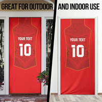 Custom Mate Ma'a Tonga Rugby Door Cover Ngatu Tribal Motifs Sporty Style - Polynesian Pride