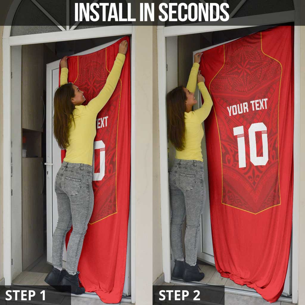 Custom Mate Ma'a Tonga Rugby Door Cover Ngatu Tribal Motifs Sporty Style - Polynesian Pride