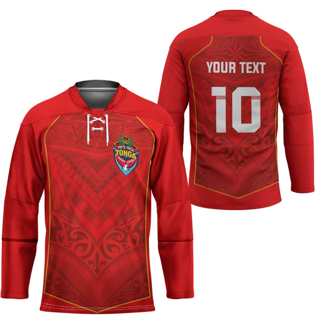 Custom Mate Ma'a Tonga Rugby Hockey Jersey Ngatu Tribal Motifs Sporty Style - Polynesian Pride