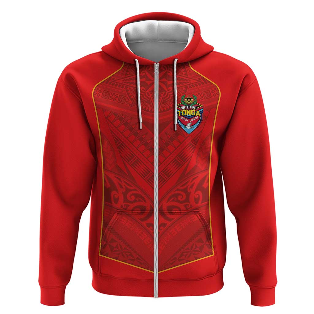 Custom Mate Ma'a Tonga Rugby Hoodie Ngatu Tribal Motifs Sporty Style - Polynesian Pride