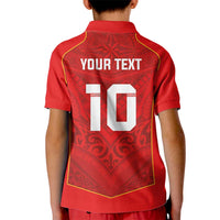 Custom Mate Ma'a Tonga Rugby Kid Polo Shirt Ngatu Tribal Motifs Sporty Style LT03 - Polynesian Pride