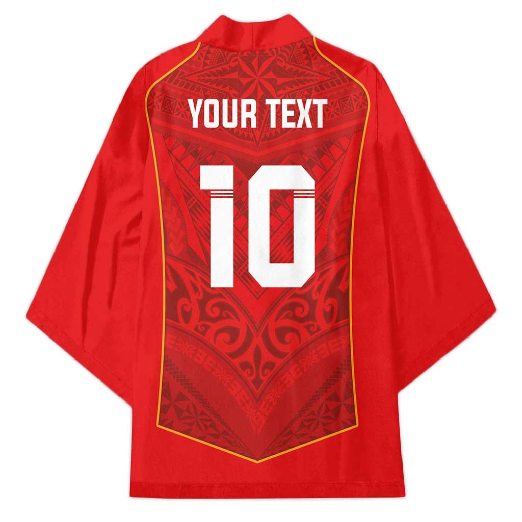 Custom Mate Ma'a Tonga Rugby Kimono Ngatu Tribal Motifs Sporty Style - Polynesian Pride