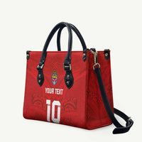Custom Mate Ma'a Tonga Rugby Leather Bag Ngatu Tribal Motifs Sporty Style - Polynesian Pride
