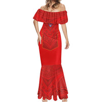 Custom Mate Ma'a Tonga Rugby Mermaid Dress Ngatu Tribal Motifs Sporty Style - Polynesian Pride