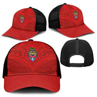 Mate Ma'a Tonga Rugby Mesh Trucker Cap Ngatu Tribal Motifs Sporty Style - Polynesian Pride
