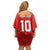 Custom Mate Ma'a Tonga Rugby Off Shoulder Short Dress Ngatu Tribal Motifs Sporty Style - Polynesian Pride