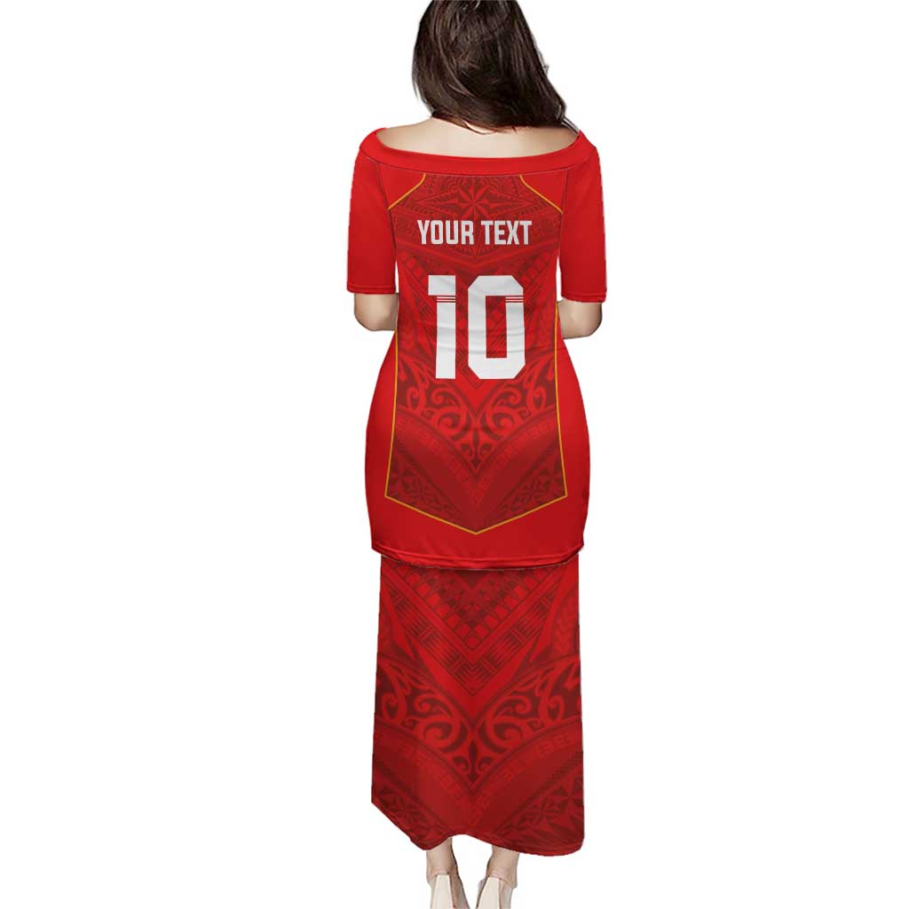 Custom Mate Ma'a Tonga Rugby Puletasi Ngatu Tribal Motifs Sporty Style - Polynesian Pride