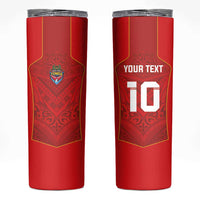 Custom Mate Ma'a Tonga Rugby Skinny Tumbler Ngatu Tribal Motifs Sporty Style - Polynesian Pride