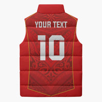 Custom Mate Ma'a Tonga Rugby Sleeveless Puffer Jacket Ngatu Tribal Motifs Sporty Style - Polynesian Pride