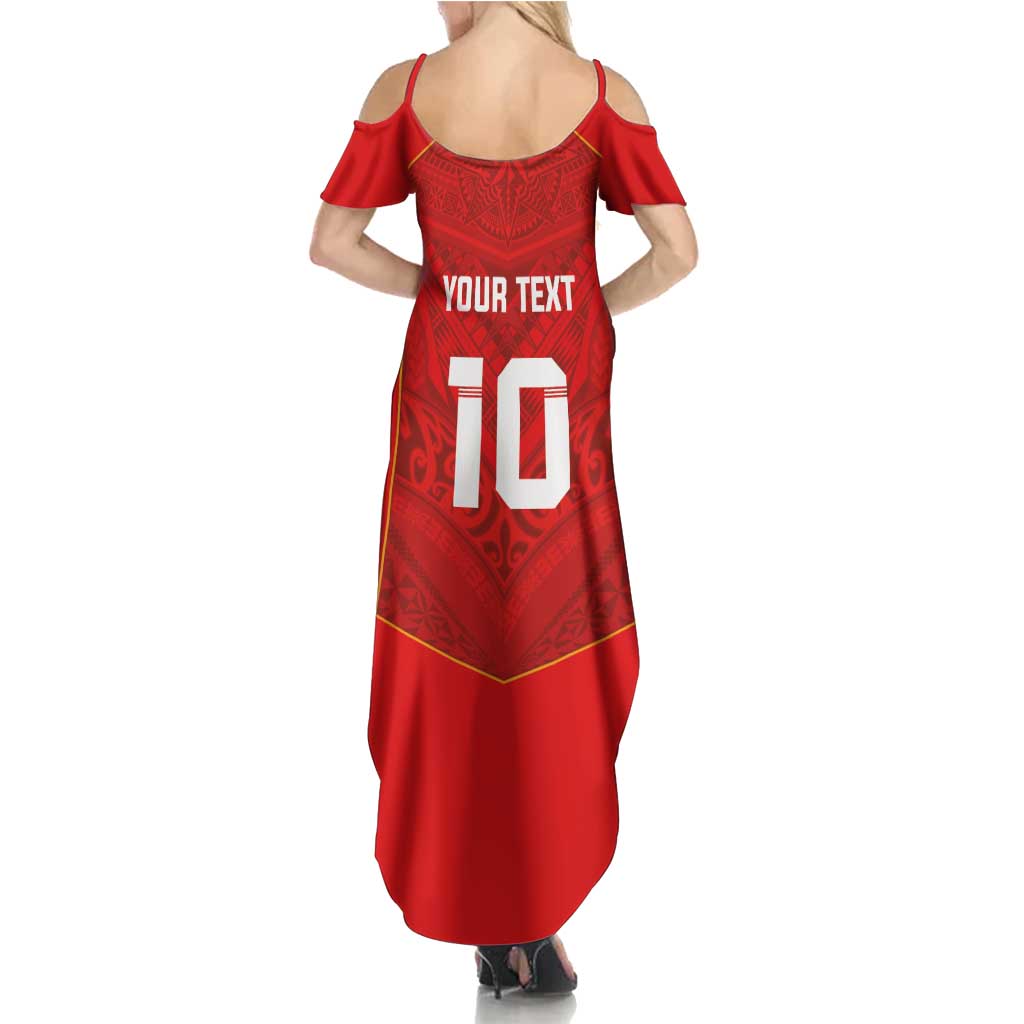 Custom Mate Ma'a Tonga Rugby Summer Maxi Dress Ngatu Tribal Motifs Sporty Style LT03 - Polynesian Pride