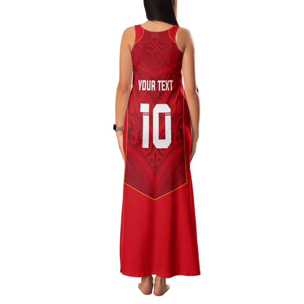 Custom Mate Ma'a Tonga Rugby Tank Maxi Dress Ngatu Tribal Motifs Sporty Style - Polynesian Pride