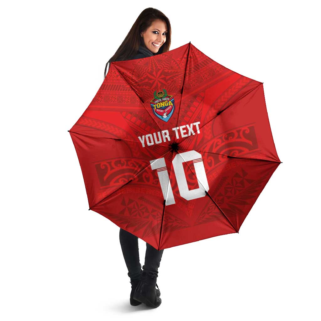 Custom Mate Ma'a Tonga Rugby Umbrella Ngatu Tribal Motifs Sporty Style - Polynesian Pride