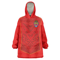 Custom Mate Ma'a Tonga Rugby Wearable Blanket Hoodie Ngatu Tribal Motifs Sporty Style LT03 One Size Red - Polynesian Pride