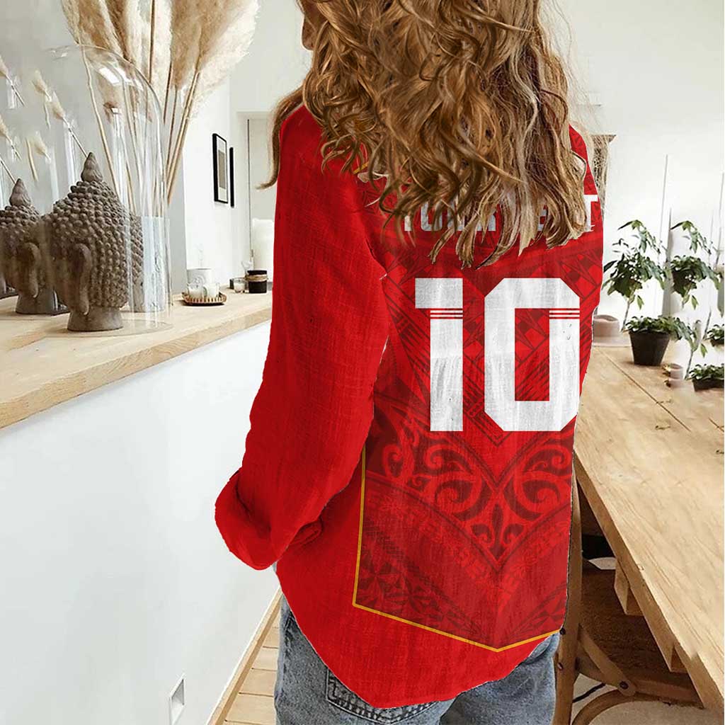 Custom Mate Ma'a Tonga Rugby Women Casual Shirt Ngatu Tribal Motifs Sporty Style LT03 - Polynesian Pride