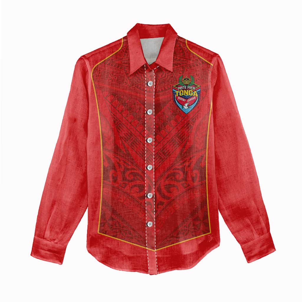 Custom Mate Ma'a Tonga Rugby Women Casual Shirt Ngatu Tribal Motifs Sporty Style LT03 - Polynesian Pride