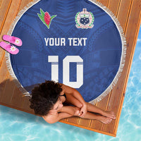 Custom Samoa Rugby Beach Blanket Tatau Tribal Motifs Sporty Style - Polynesian Pride