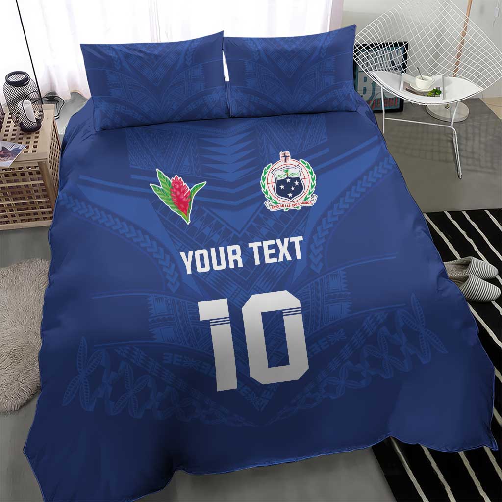 Custom Samoa Rugby Bedding Set Tatau Tribal Motifs Sporty Style - Polynesian Pride