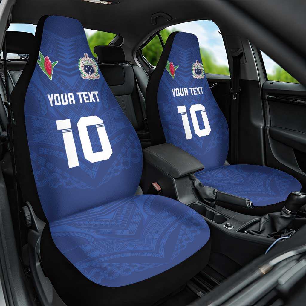 Custom Samoa Rugby Car Seat Cover Tatau Tribal Motifs Sporty Style - Polynesian Pride