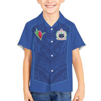 Custom Samoa Rugby Kid Hawaiian Shirt Tatau Tribal Motifs Sporty Style - Polynesian Pride