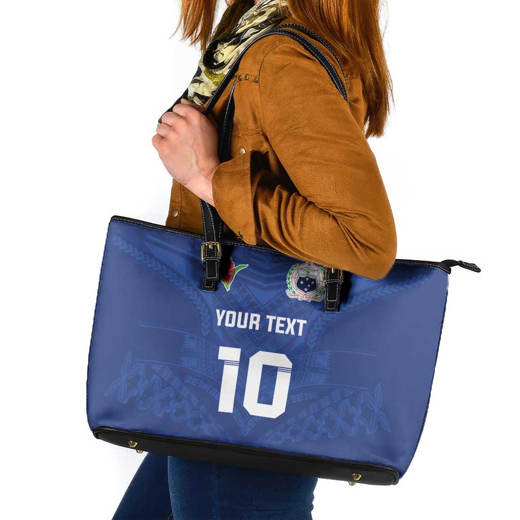 Custom Samoa Rugby Leather Tote Bag Tatau Tribal Motifs Sporty Style - Polynesian Pride