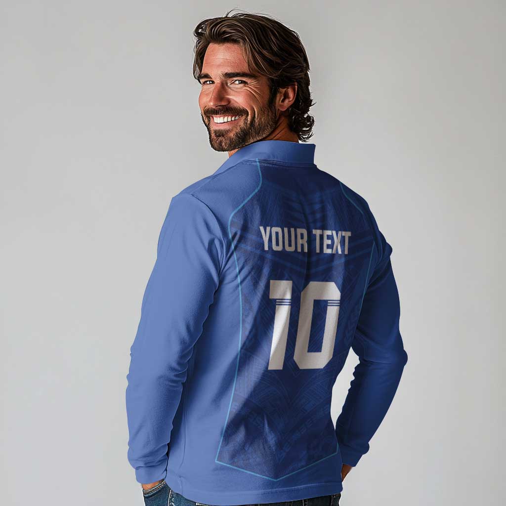 Custom Samoa Rugby Long Sleeve Polo Shirt Tatau Tribal Motifs Sporty Style - Polynesian Pride