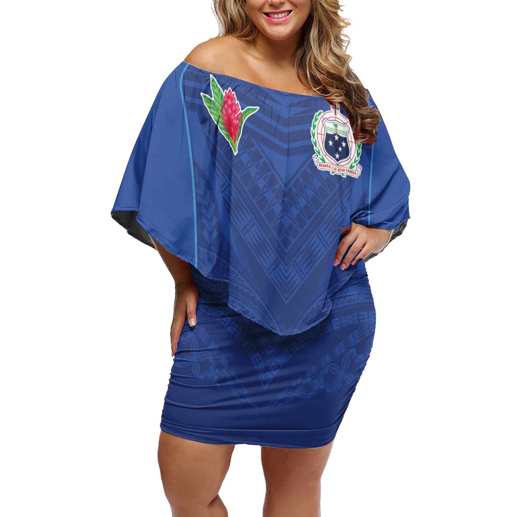 Custom Samoa Rugby Off Shoulder Short Dress Tatau Tribal Motifs Sporty Style - Polynesian Pride
