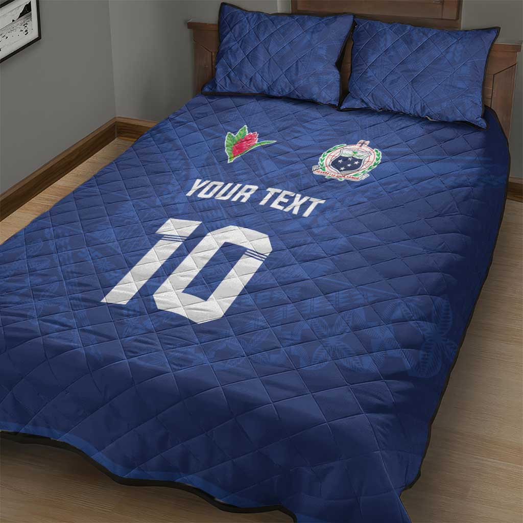 Custom Samoa Rugby Quilt Bed Set Tatau Tribal Motifs Sporty Style - Polynesian Pride
