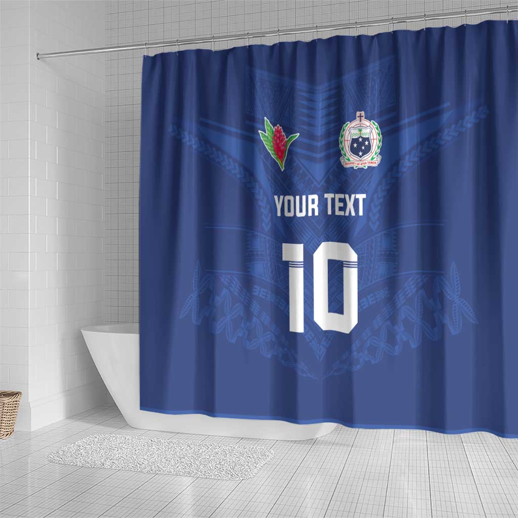 Custom Samoa Rugby Shower Curtain Tatau Tribal Motifs Sporty Style - Polynesian Pride