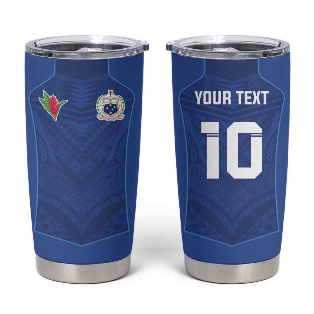 Custom Samoa Rugby Tumbler Cup Tatau Tribal Motifs Sporty Style - Polynesian Pride