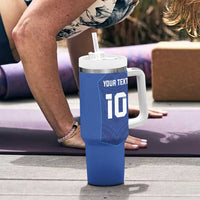 Custom Samoa Rugby Tumbler With Handle Tatau Tribal Motifs Sporty Style - Polynesian Pride