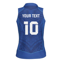 Custom Samoa Rugby Women Sleeveless Polo Shirt Tatau Tribal Motifs Sporty Style LT03 - Polynesian Pride