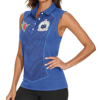 Custom Samoa Rugby Women Sleeveless Polo Shirt Tatau Tribal Motifs Sporty Style LT03 - Polynesian Pride
