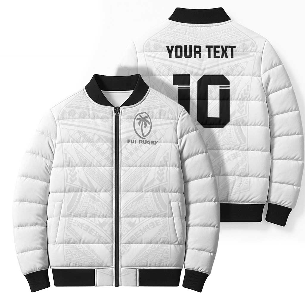 Custom Fiji Rugby Bomber Puffer Jacket Tapa Tribal Motifs Sporty Style - Polynesian Pride