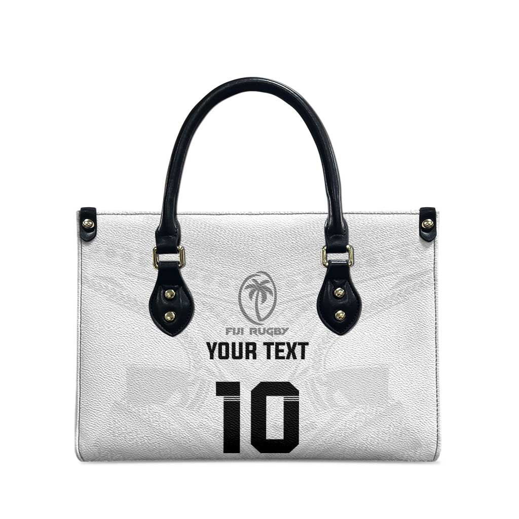 Custom Fiji Rugby Leather Bag Tapa Tribal Motifs Sporty Style - Polynesian Pride