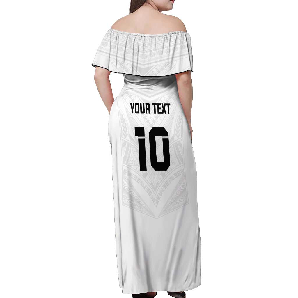Custom Fiji Rugby Off Shoulder Maxi Dress Tapa Tribal Motifs Sporty Style - Polynesian Pride