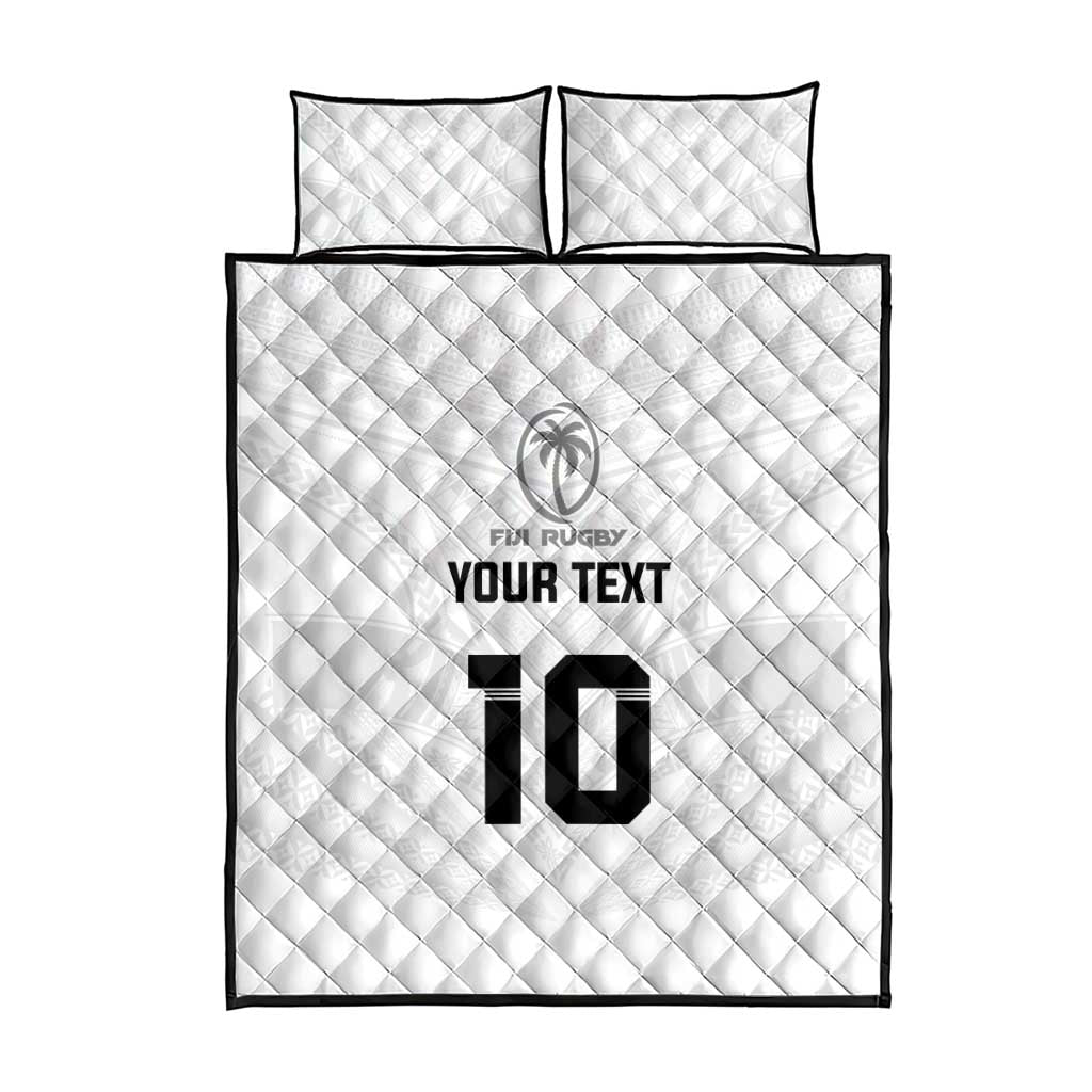 Custom Fiji Rugby Quilt Bed Set Tapa Tribal Motifs Sporty Style - Polynesian Pride