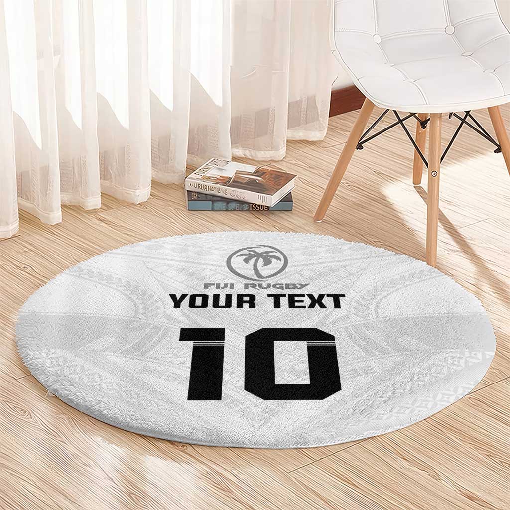 Custom Fiji Rugby Round Carpet Tapa Tribal Motifs Sporty Style - Polynesian Pride