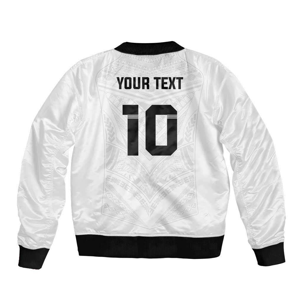 Custom Fiji Rugby Sleeve Zip Bomber Jacket Tapa Tribal Motifs Sporty Style - Polynesian Pride