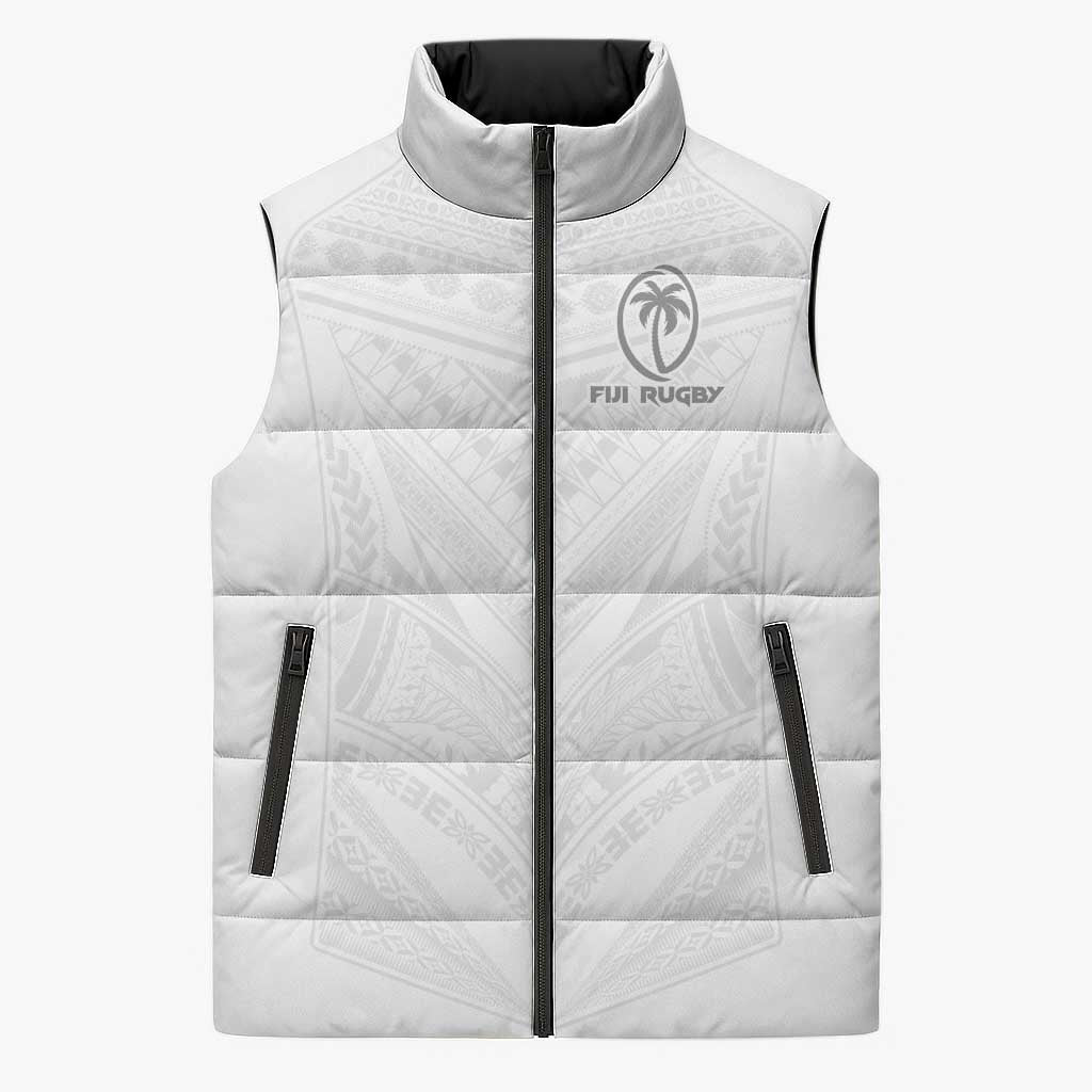 Custom Fiji Rugby Sleeveless Puffer Jacket Tapa Tribal Motifs Sporty Style - Polynesian Pride