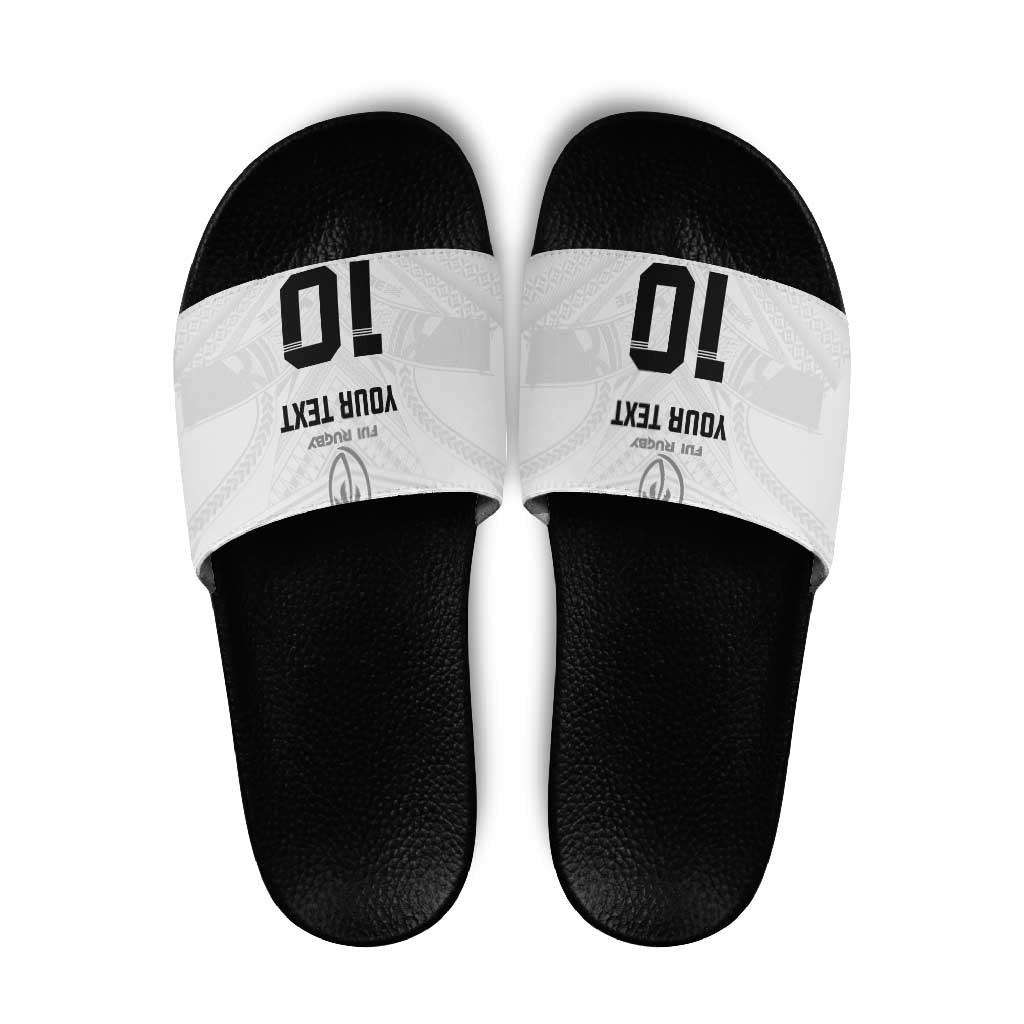 Custom Fiji Rugby Slide Sandals Tapa Tribal Motifs Sporty Style - Polynesian Pride