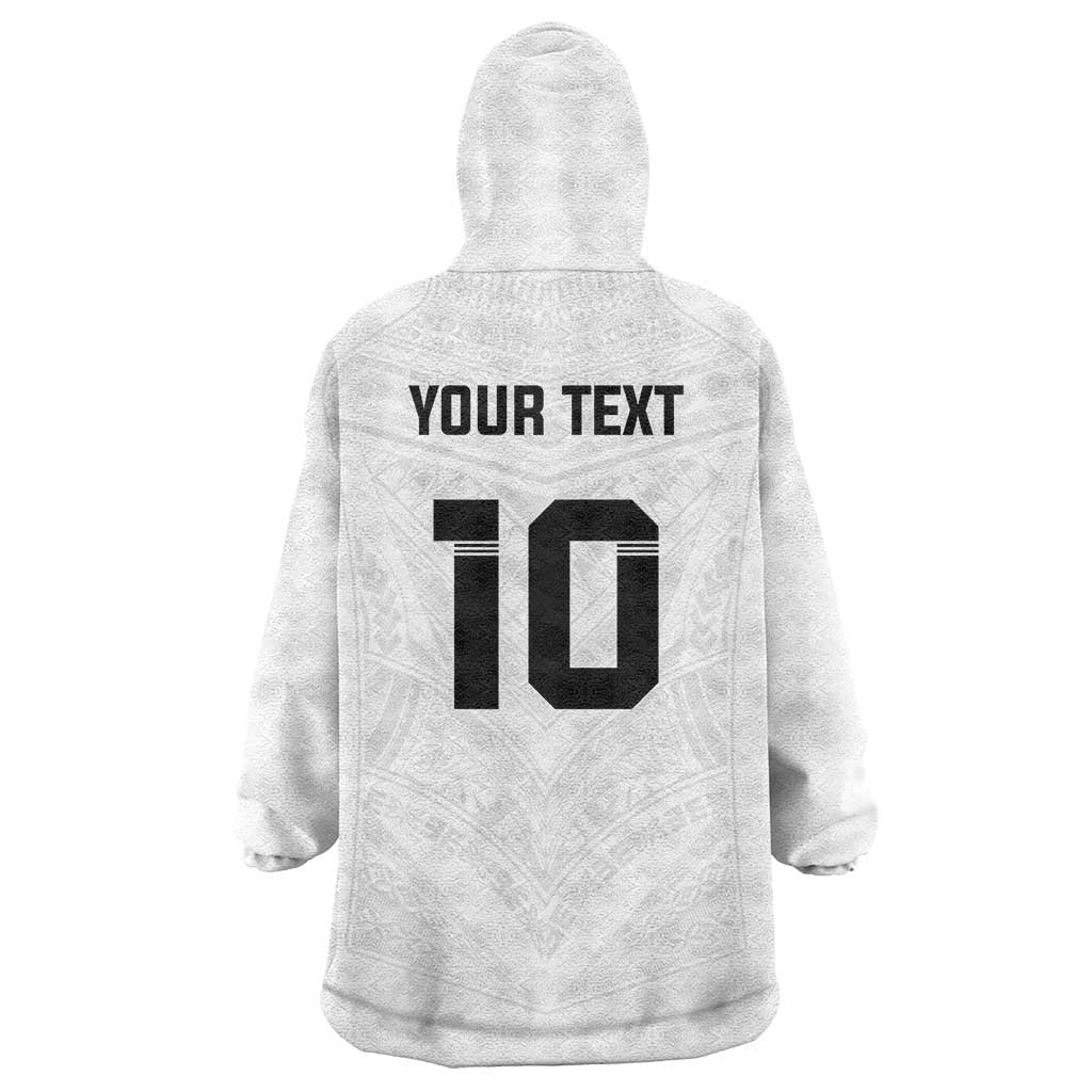 Custom Fiji Rugby Wearable Blanket Hoodie Tapa Tribal Motifs Sporty Style - Polynesian Pride