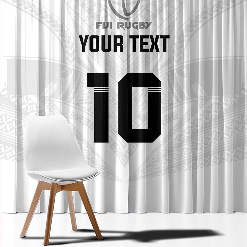 Custom Fiji Rugby Window Curtain Tapa Tribal Motifs Sporty Style - Polynesian Pride