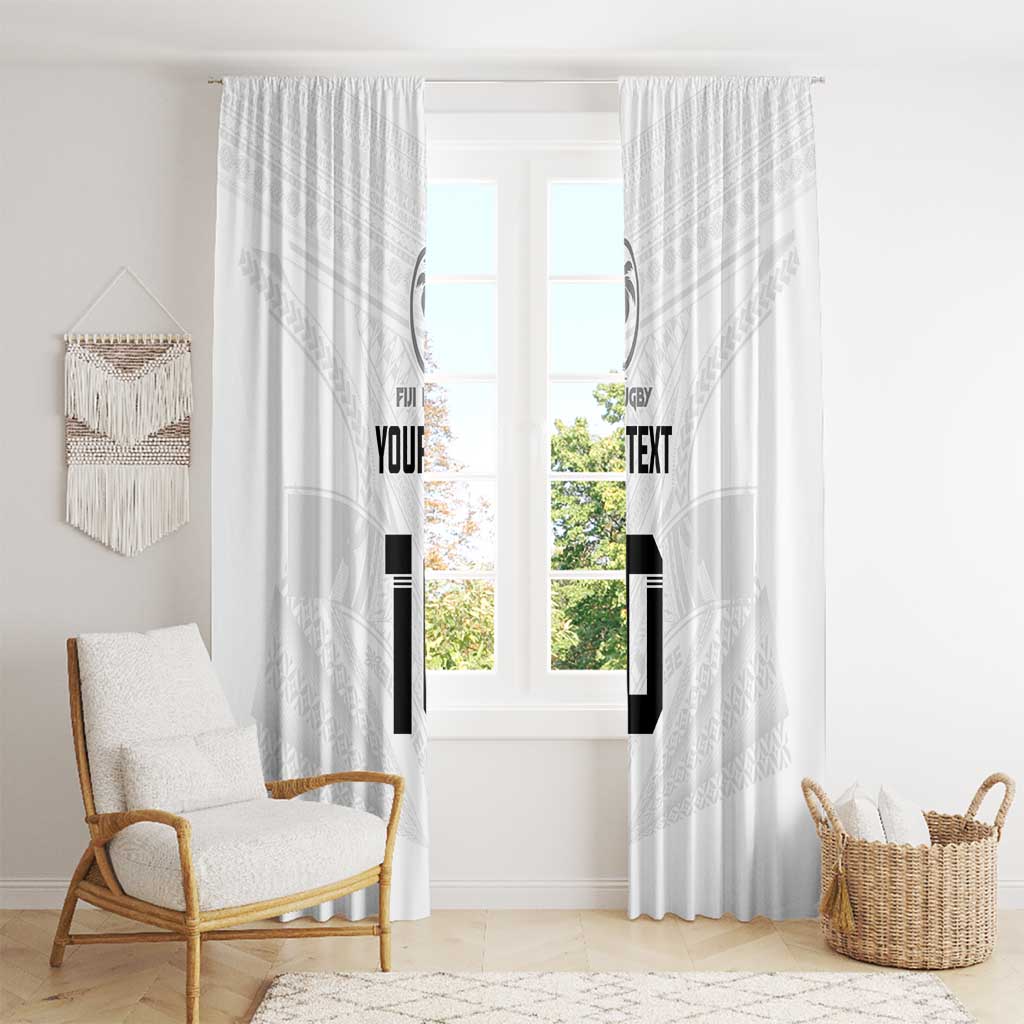 Custom Fiji Rugby Window Curtain Tapa Tribal Motifs Sporty Style - Polynesian Pride