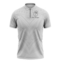 Custom Fiji Rugby Zipper Polo Shirt Tapa Tribal Motifs Sporty Style - Polynesian Pride