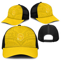 Niue Rugby Baseball Net Cap Hiapo Tribal Motifs Sporty Style - Polynesian Pride